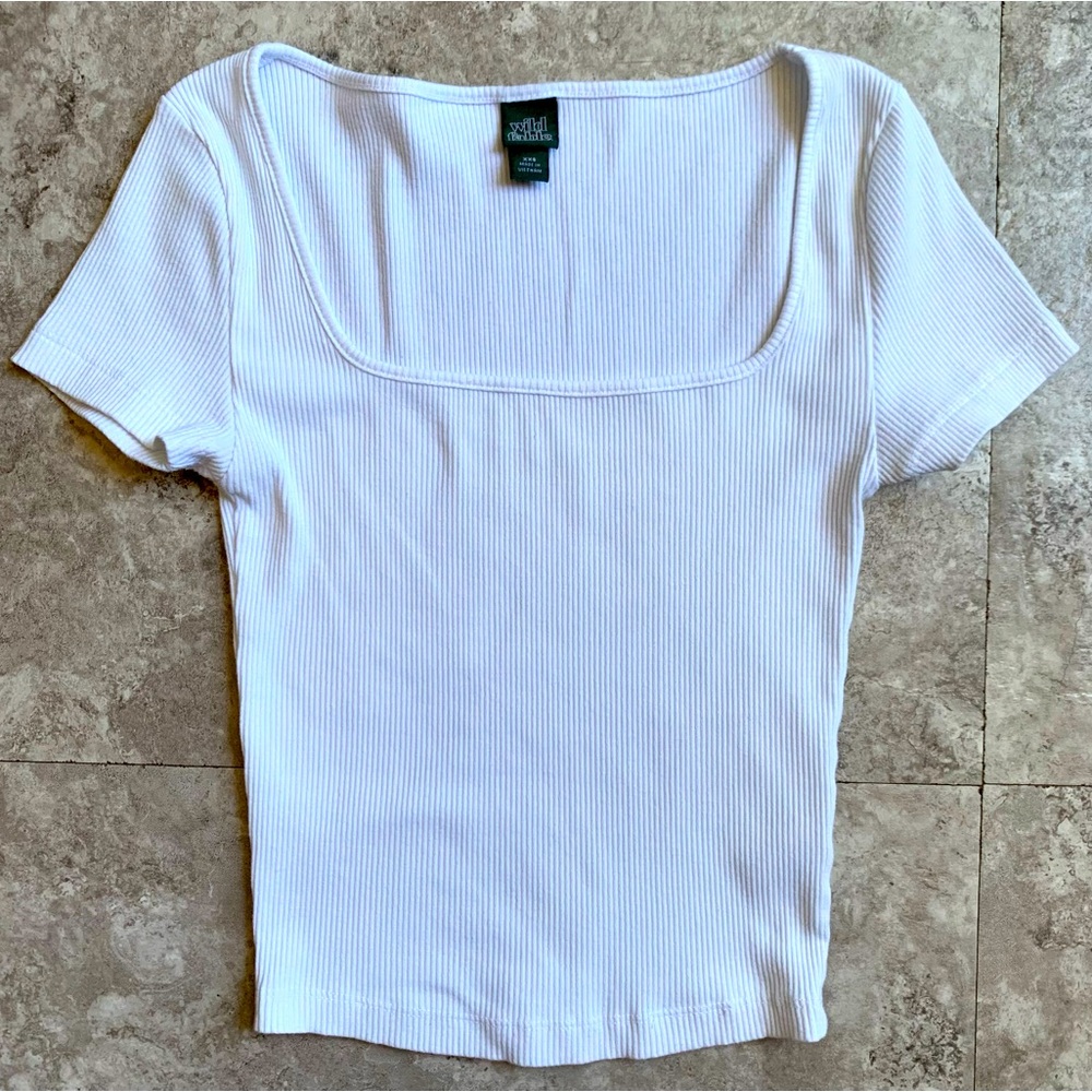 White Ribbed Baby Tee Size XXS
